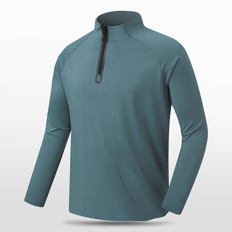 Custom Quick Dry Long sleeves half front zip Mens Running Shirt Long Sleeves Workout Gym Yoga Running T shirt Gym Shirt