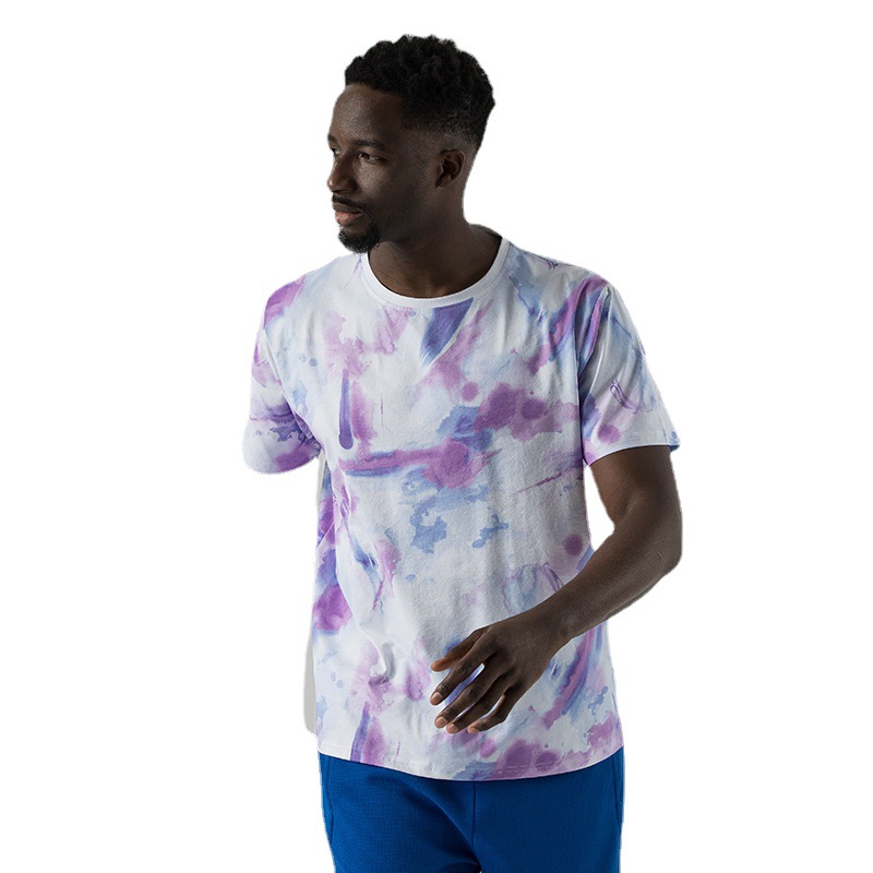 Custom Athetic All Over Print Sublimation 100% Polyester Heat Transfer T Shirt Sports Crew Neck Hip Hop Tie Dye