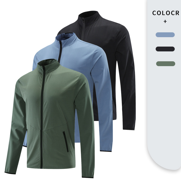 Custom logo manufacture high quality pockets lightweight waterproof windproof sports workout jacket