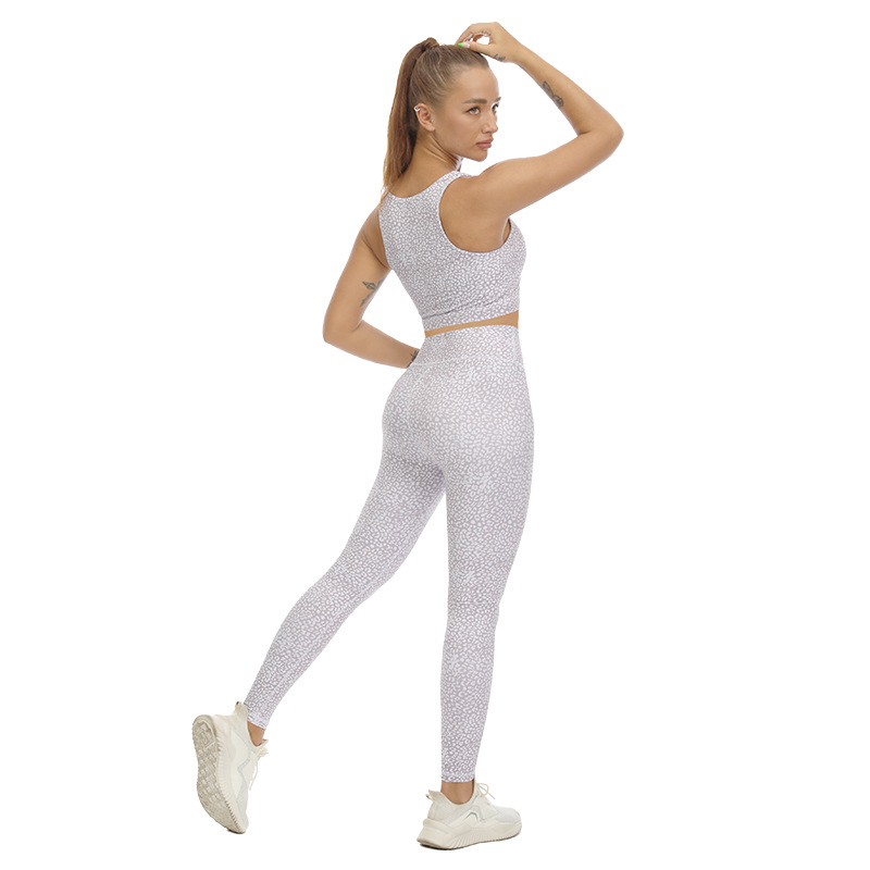 Wave point yoga suit halter buckle solid color short vest yoga 2-piece set women's high waist yoga pants