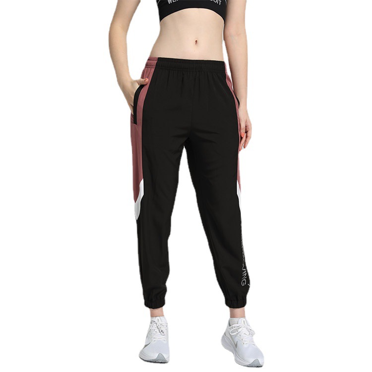 Wholesales quick dry running ankle banded sweatpants contrast color breathable jogging yoga fitness loose sports pants